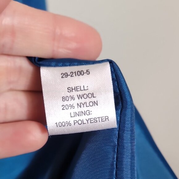 NWT MetroStyle Women Wool Trench Coat Size 12/M/L Teal Blue Button Up Pockets - Picture 9 of 14